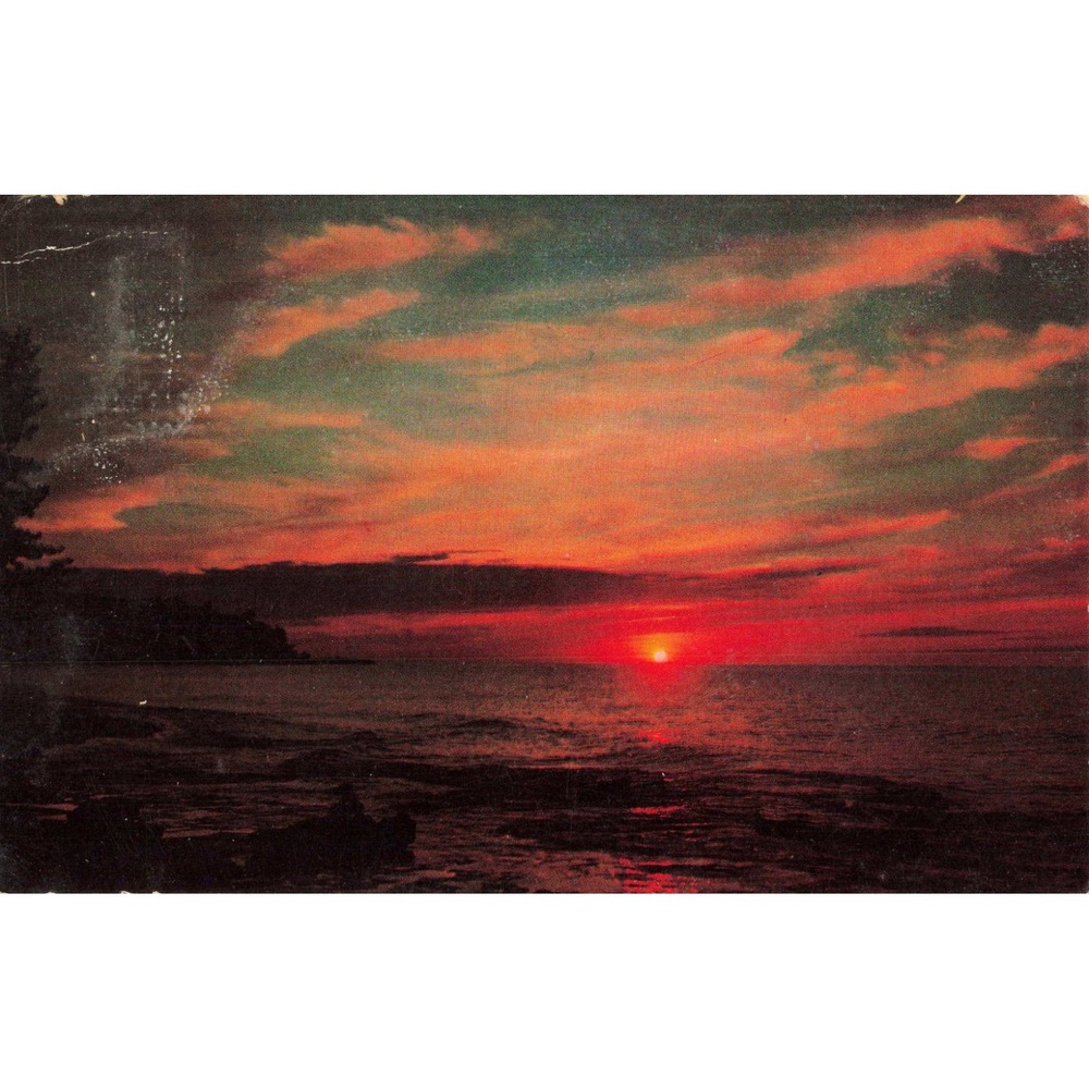 Vtg 1963 Hyannis MA Lusterchrome Postcard Sunset Coastal Scene 4c Lincoln Stamp - Picture 1 of 2